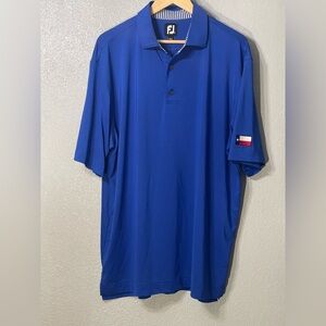 Foot Joy Men’s Golf Shirt - Royal Blue with Texas Flag on Sleeve - Size XL